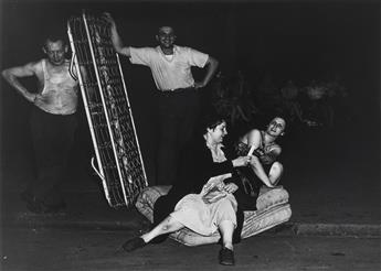 WEEGEE [ARTHUR FELLIG] (1899-1968) Women on a Mattress * Sewing Pants, Coney Island * A Couple Driven Out from the Burning Tenement.
